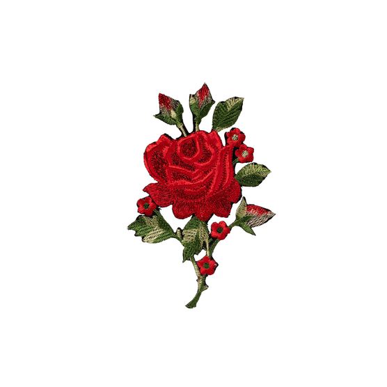 Red rose embroidered patch